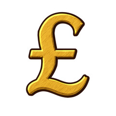 Golden 3D Pound Sterling Currency Symbol for Finance and Banking