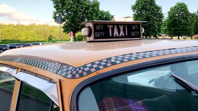 Taxi off duty sign retro car Work Shift Taxi Vintage Car