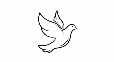 Obraz premium Simple Black Line Art Drawing of a Flying Dove.
