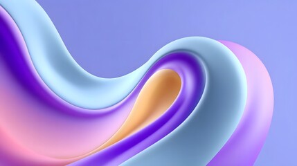 Colorful abstract background with smooth, flowing curves and gradient waves in pastel tones of purple, blue, and pink.