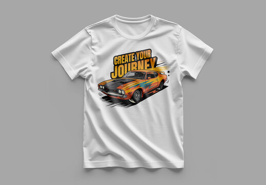 Tshirt Design For Men With Vintage Car Illustration