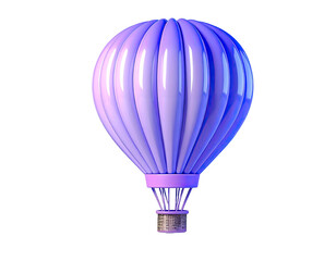 Fototapeta premium Purple hot air balloon, 3D rendered, smooth, pleated design