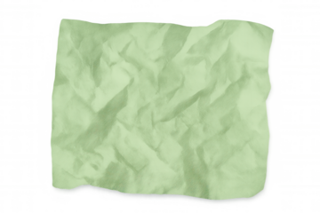 Crumpled green paper sheet displaying textured wrinkles, fading toward transparent background