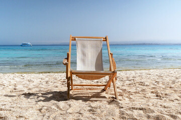 Empty chair beach on sea background in sunny day, calm and relaxing