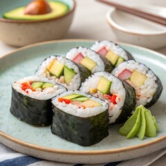 sushi on a white plate