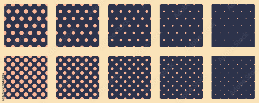 Aufkleber set polka dots seamless vector pattern. simple background for web or print. abstract surface.