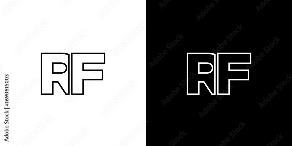 Poster letter r and f, rf logo design template. minimal monogram initial based logotype.