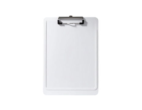White clipboard with metal clips