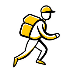 Man running courier with delivery box icon. Express delivery service and fast shipping concept. Vector illustration in flat style for mobile app, web design