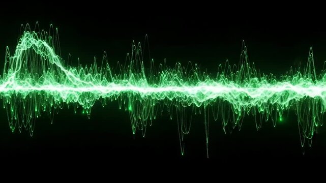 Abstract Green Energy Waveform Animation Vibrant Motion Graphics Background