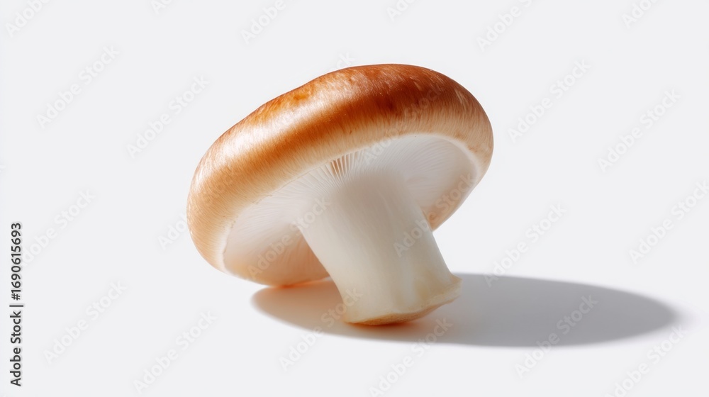 Aufkleber this image showcases a single mushroom featuring a brownish cap and white stem. the style is minimal