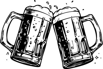Cheers to friendship celebrating moments with beer mugs at a festive gathering rustic atmosphere upward angle joyous