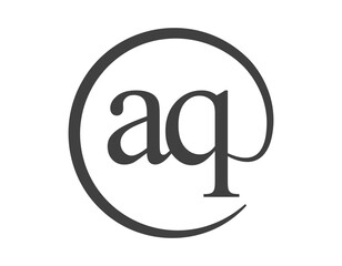 AQ logo from two letter with circle shape email sign style. A and Q round logotype of business company