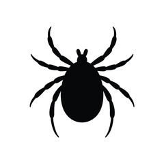 Black silhouette of a tick on a white background