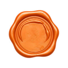 Orange wax seal isolated on white, blank Orange wax seal