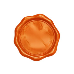 Orange wax seal isolated on white, blank Orange wax seal