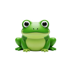 Obraz premium Adorable green frog character with big eyes sitting centered against a simple backdrop transparent background