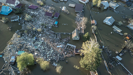 Global warming,climate change.Tsunami.Storms and destruction.Floods on the planet.The apocalypse, catastrophes.Natural disasters the riot.The remnants of human life are floating in dirty water.The end