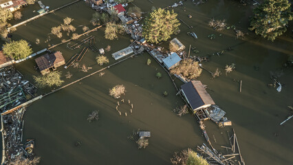Global warming,climate change.Tsunami.Storms and destruction.Floods on the planet.The apocalypse, catastrophes.Natural disasters the riot.The remnants of human life are floating in dirty water.The end