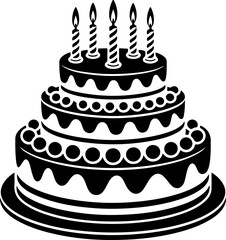 Birthday Cake  Silhouette Vector illustration