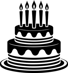 Birthday Cake  Silhouette Vector illustration