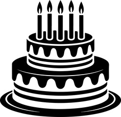 Birthday Cake  Silhouette Vector illustration