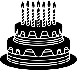 Birthday Cake  Silhouette Vector illustration