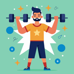 Illustration of a man lifting weights in a gym setting