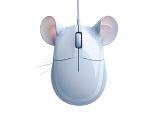White mouse with large ears, detailed design
