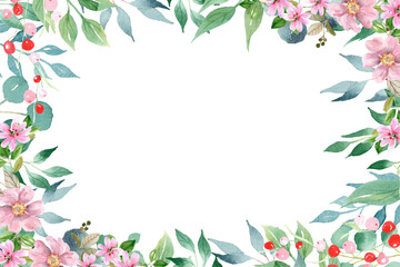 Watercolor flowers background vector for design.