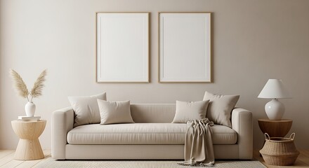 Beige Living Room Interior Design.