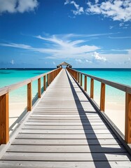 Naklejka premium Tropical wooden pier leading to a secluded beach