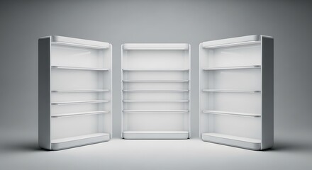 Empty White Refrigerators, Minimalist Design.