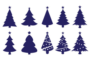 Decorative Black Christmas Tree Icons Collection for Holiday Design