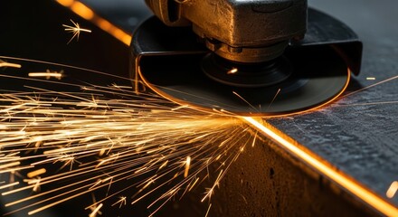 Metalworker Using Grinder Sparks