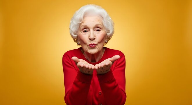 Elderly Woman Sending a Kiss.