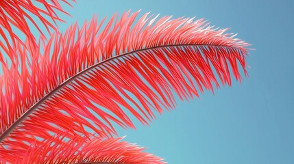 Red Palm Frond Against Blue Sky
