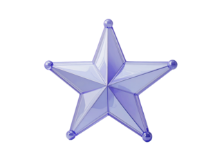 3D rendered, light purple star with pointed facets