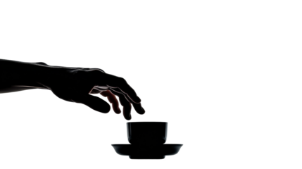 Pouring a warm drink coffee shop silhouette cozy atmosphere view isolated on transparent background, png