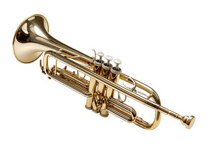 Obraz premium Polished brass trumpet angled view