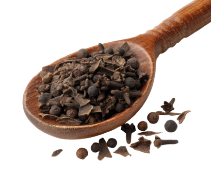 Exploring spices through cloves and pepper kitchen food bright lighting isolated on transparent background, png