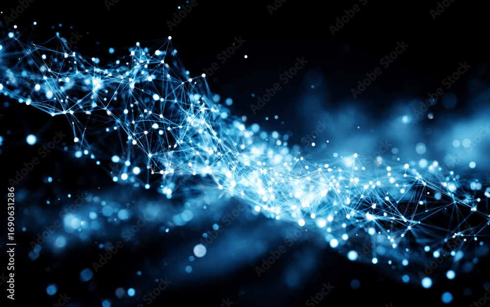 Aufkleber abstract digital network connections with glowing nodes