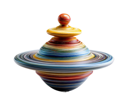 Spinning top creation digital vibrant colors abstract concept isolated on transparent background, png - Powered by Adobe