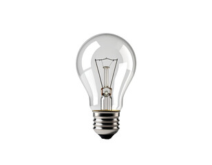 Clear incandescent lightbulb, centrally positioned against a black background