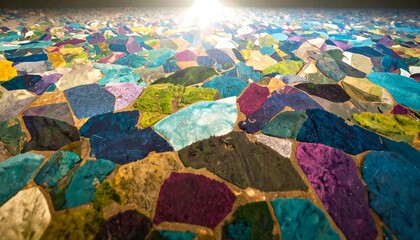 Naklejka premium Mosaic pavement, vibrant colors, textured surface