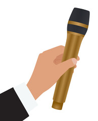 Hand holds microphone. vector illustration	
