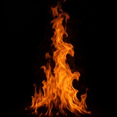 Fototapeta premium Bonfire burning brightly in the dark