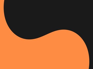 Modern abstract background with contrasting orange and black curved shapes.