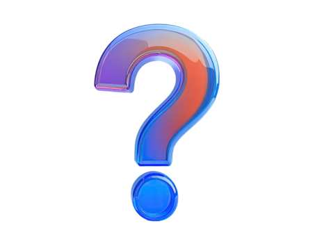 3D question mark, iridescent, holographic, vibrant colors