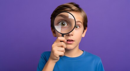 Boy with Magnifying Glass Exploring.